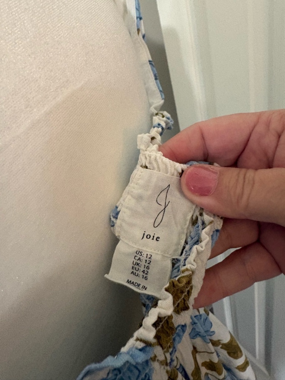 Joie White Midi Dress with Blue & Olive Floral Print - Picture 4 of 5